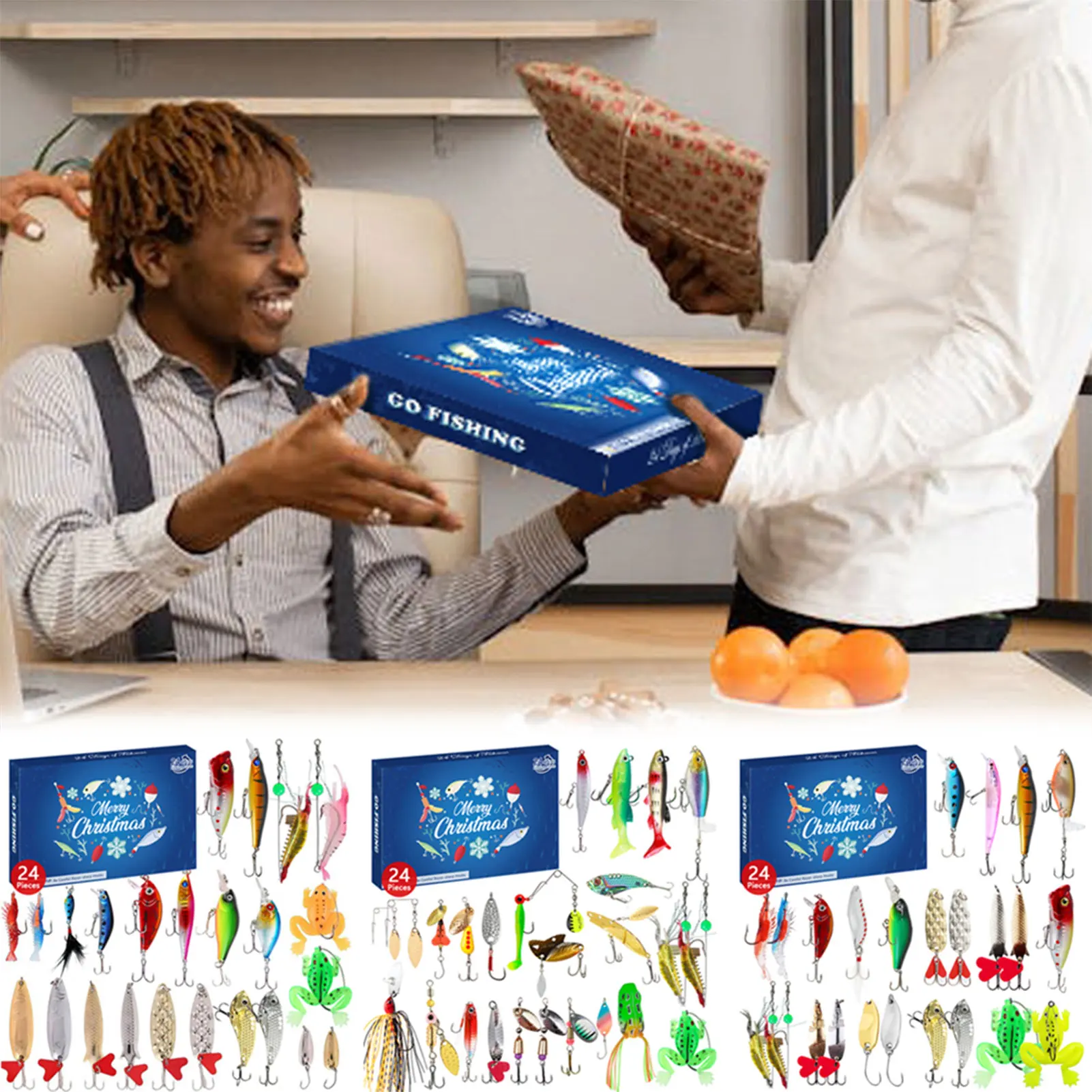 

2025 рождественских рыболовных советов, календарь, 24-дневный набор рыболовных приманок, праздничная приманка-сюрприз для рыбалки, рождественский подарок, поездка на рыбалку