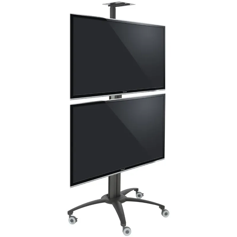 Dual TV Stand For 2 Screens, Floor Standing Mount With Adjustable Height, Office & Retail Display, Customized
