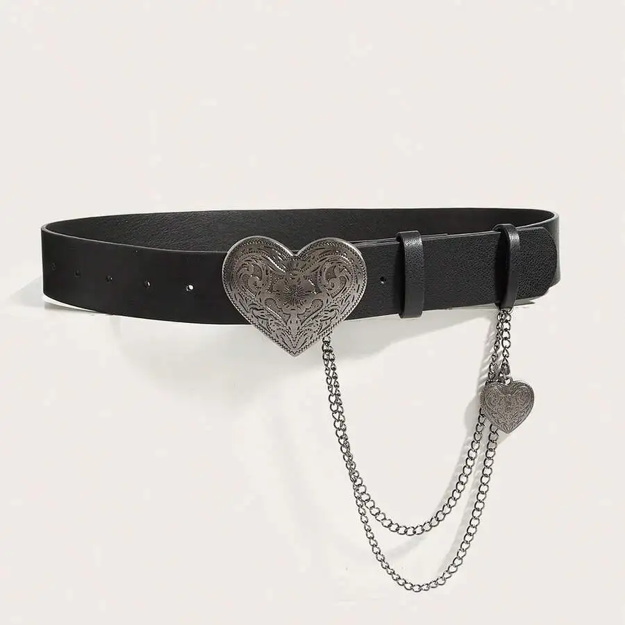 1pc Retro Alloy Buckle Printed PU Belt For Women, Suits Western Cowgirl Style Summer, School Fall, Autumn, Halloween