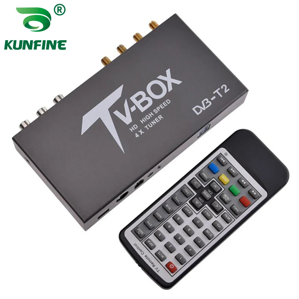 HDTV Car DVB-T2 DVB-T MULTI PLP Digital TV Receiver automobile DTV box  With 4 Tuner Antenna