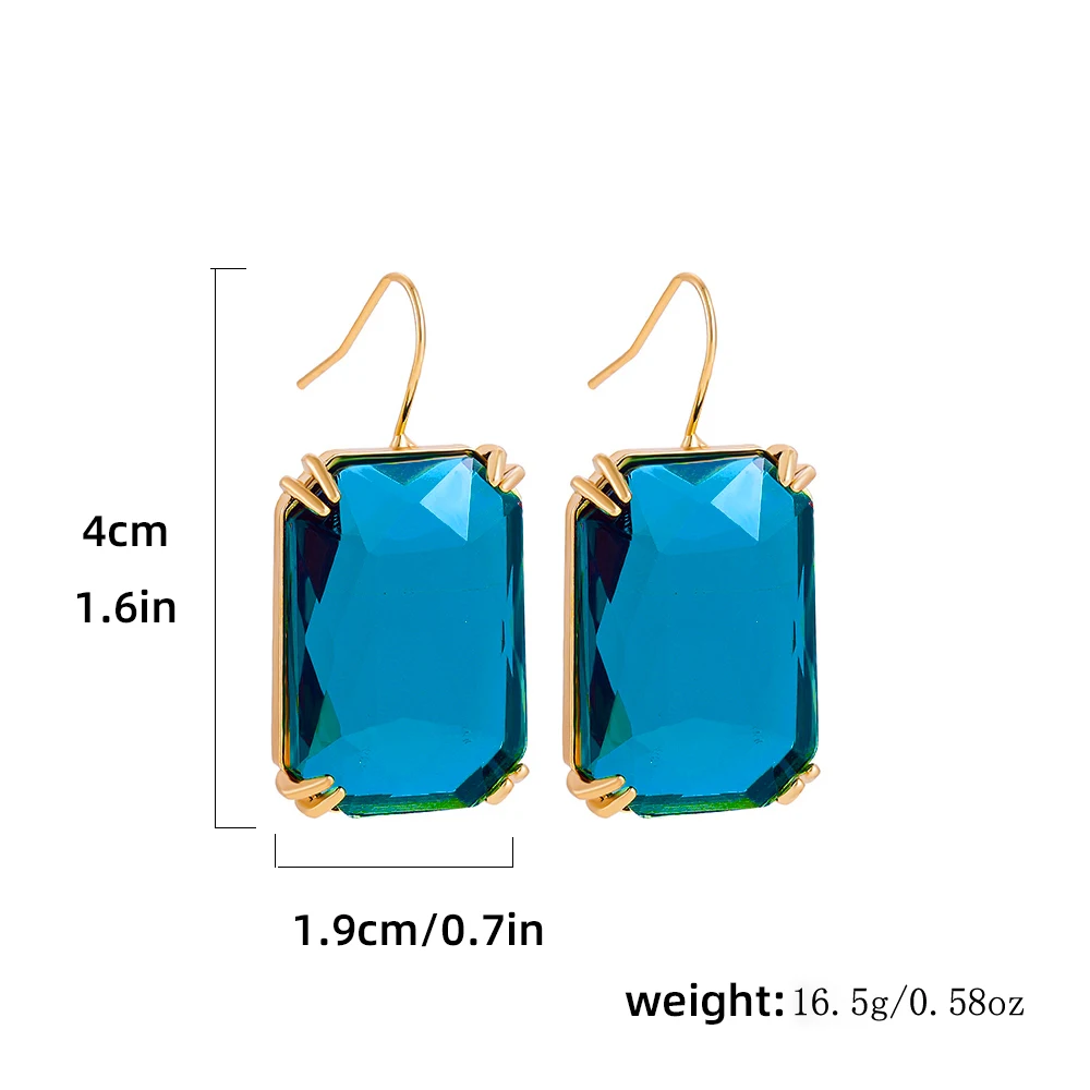 Square Multicolor Glass Crystal Drop Earrings fashion Geometric Transparent Earring for Women Exquisite Party Jewelry Gift