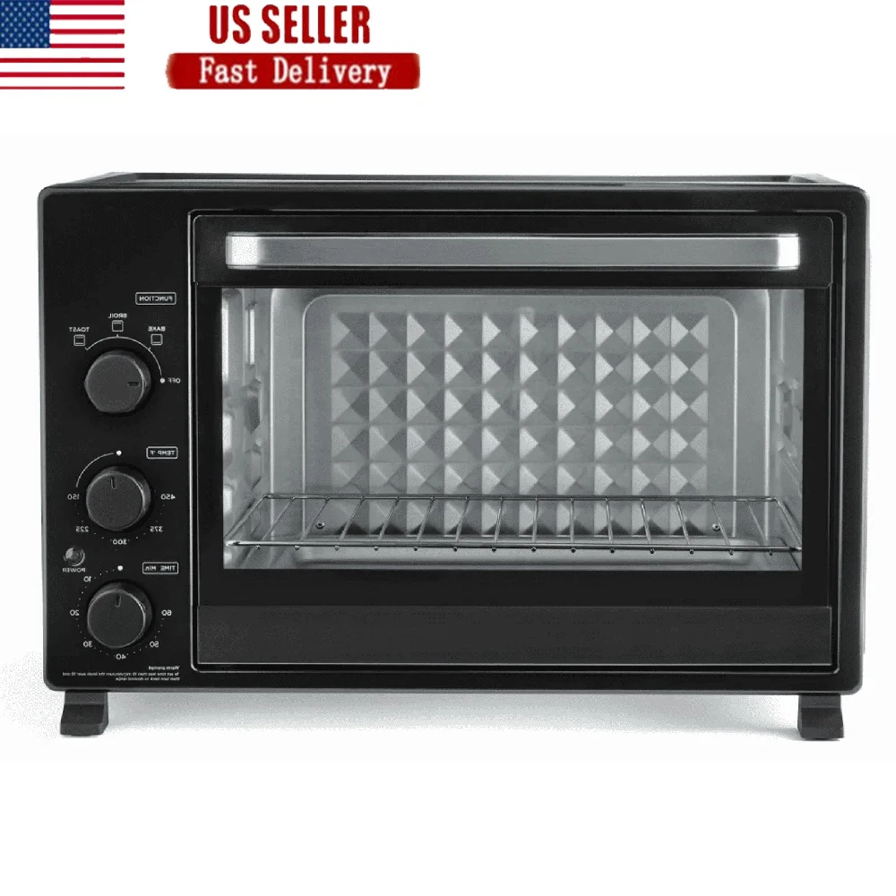 32L Toaster Oven 1500W 6 Slice Family Size Easy Clean Mechanical Control Baking Broiling Toasting with Accessories Crumb Tray