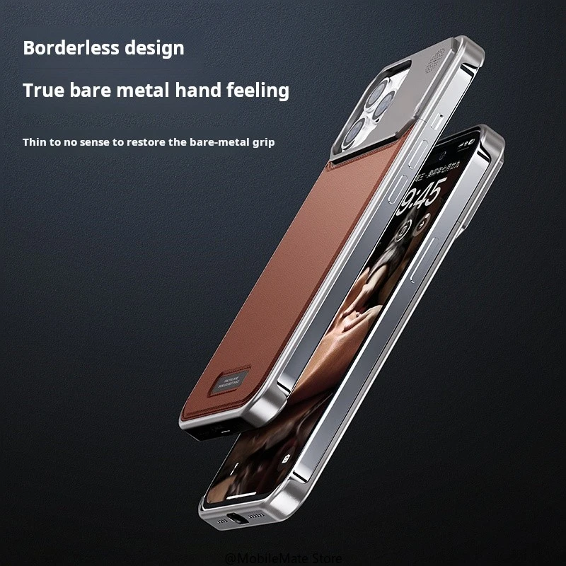 Aluminum Alloy and Leather with Aromatherapy Iphone 15 Pro Magnetic Case Heat Dissipation Easy To Install for 15 Pro max