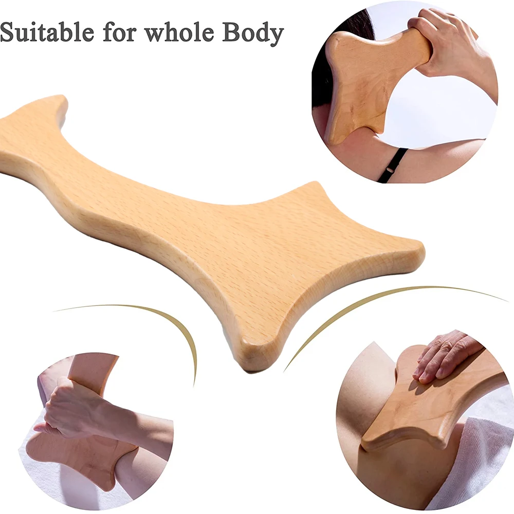 Herramienta de masaje de terapia de madera, masajeador de drenaje linfático de madera, herramientas de escultura corporal con una mano para Maderoterapy, anticelulitis, 1 unidad