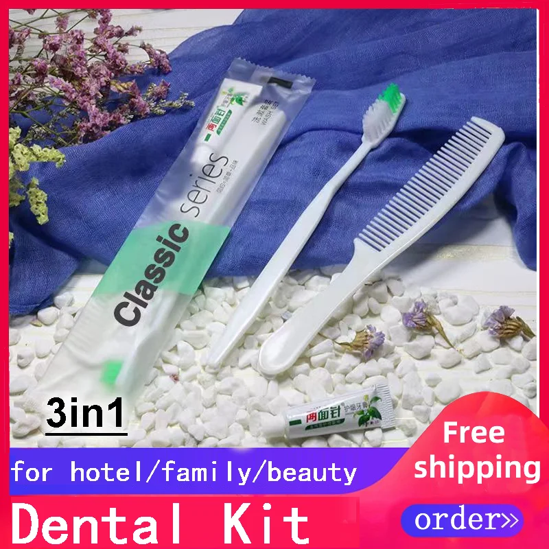 Free Shipping 3in1 Dental Kit Beauty Toothbrush Toothpaste Comb Hotel Home Supplies Personal Healthy Care