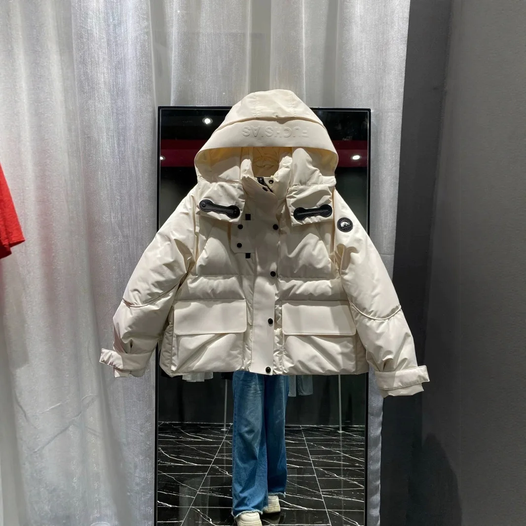 Winter 90% White Duck Down Jackets Hooded Parkas Women's Candy Color Loose Warm Windbreak Clothes Female Thicken Puffer Coat