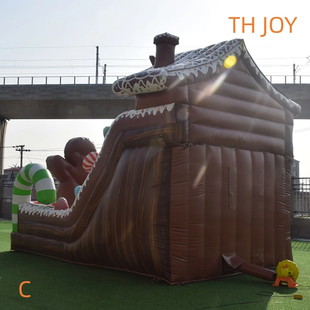 海上輸送による配送、インフレータブルジンジャーブレッドバウンサー滑り台パーティー用業務用インフレータブル滑り台遊具（クリスマス用）
