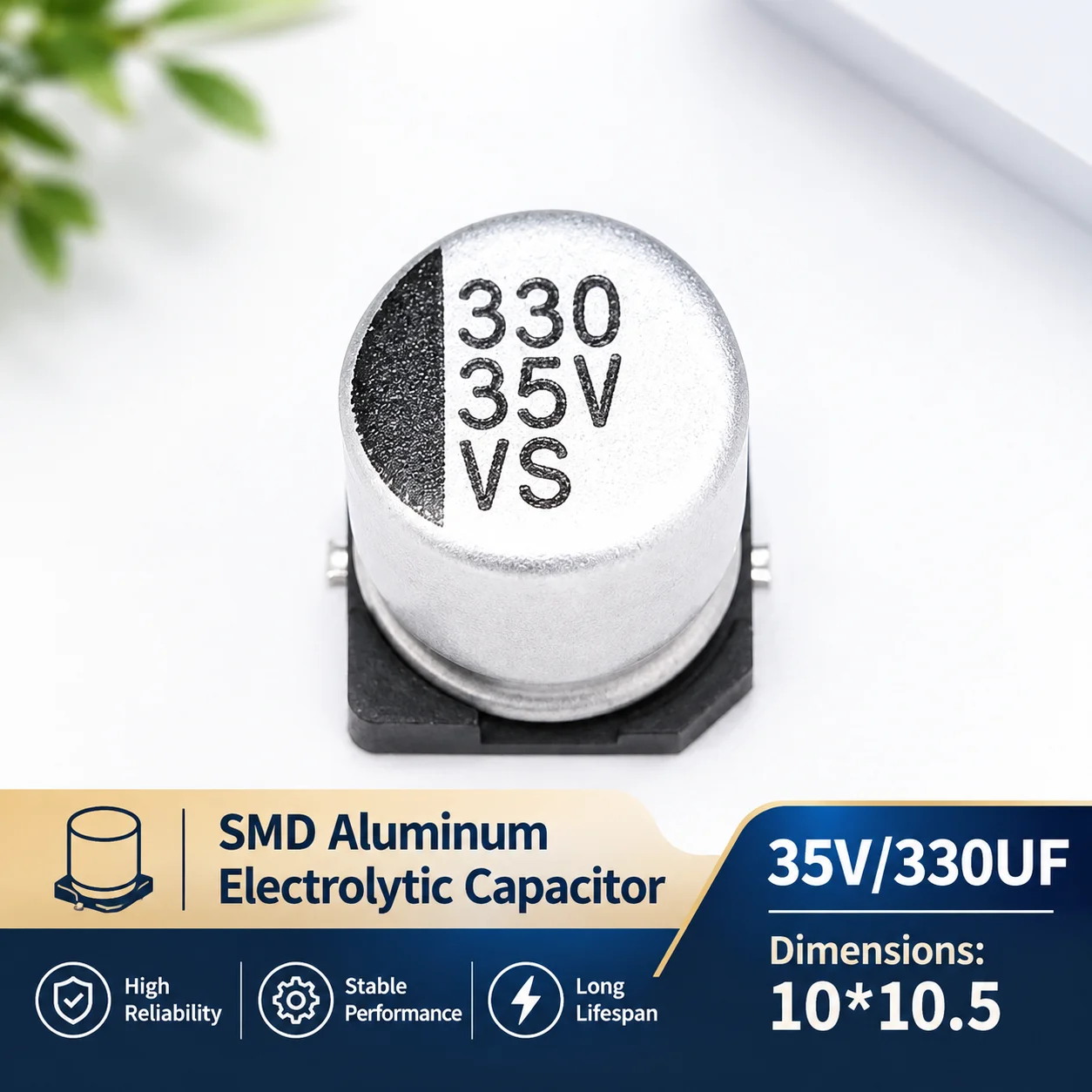 10PCS Surface mount aluminum electrolytic capacitor 35V 330UF Volume 10*10.5MM SMD surface mount electrolytic capacitor