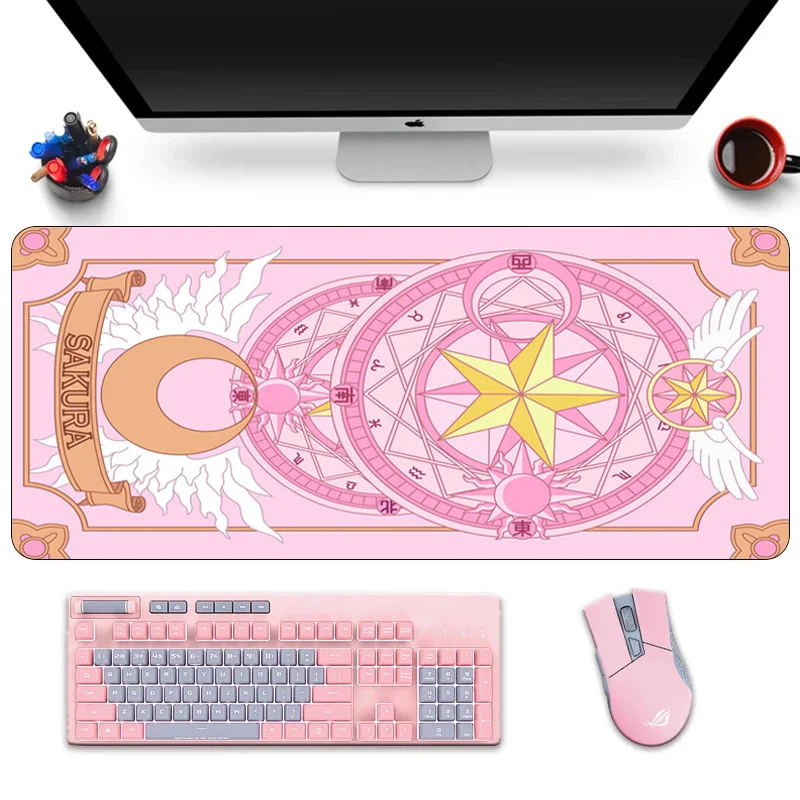 Anime Mousepad Card Captor Sakura Large Gaming Mouse Pad Clow Card  Keyboard Mouse Mats Carpet Computer Office Table Desk Mat