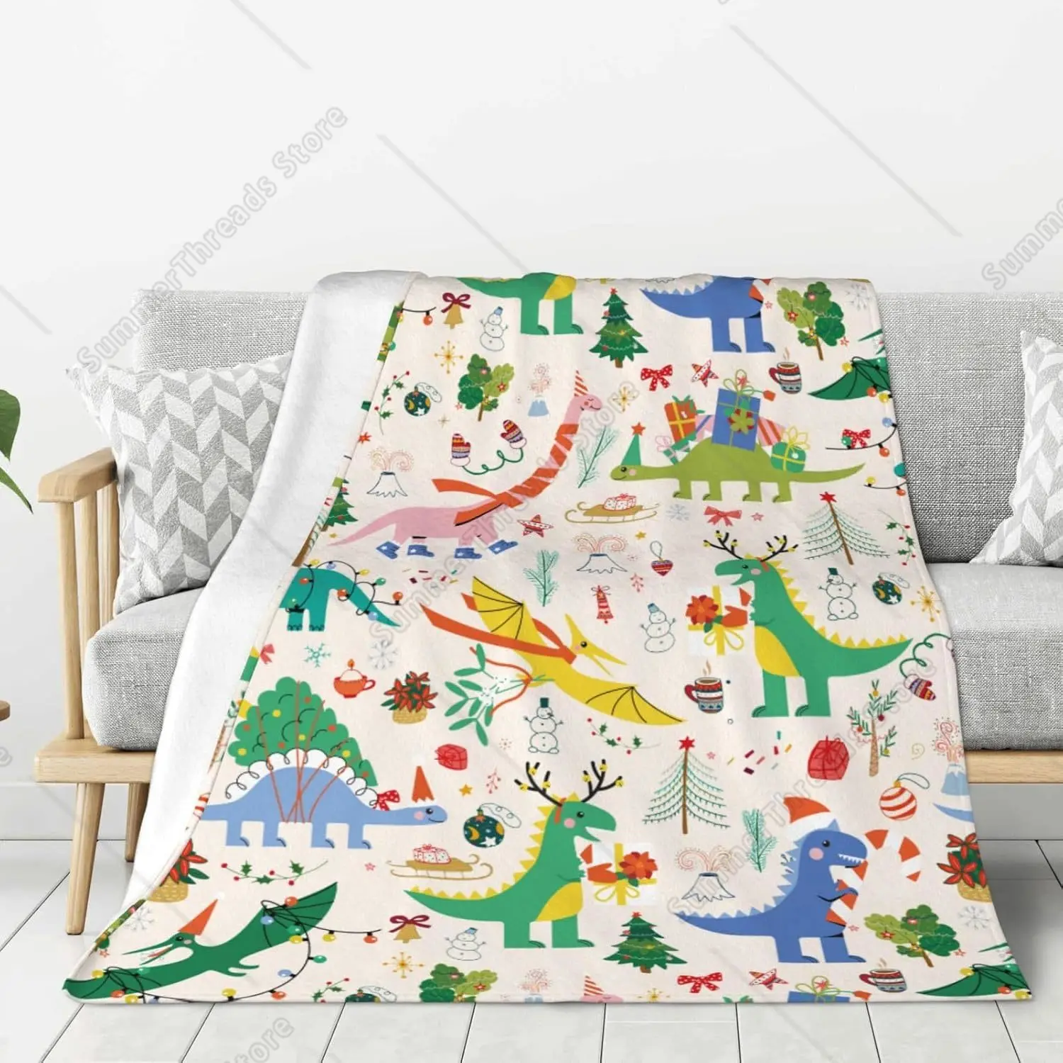 

Детское рождественское милое одеяло с принтом динозавра, уютное легкое плюшевое фланелевое одеяло, мягкое теплое декоративное одеяло для детей