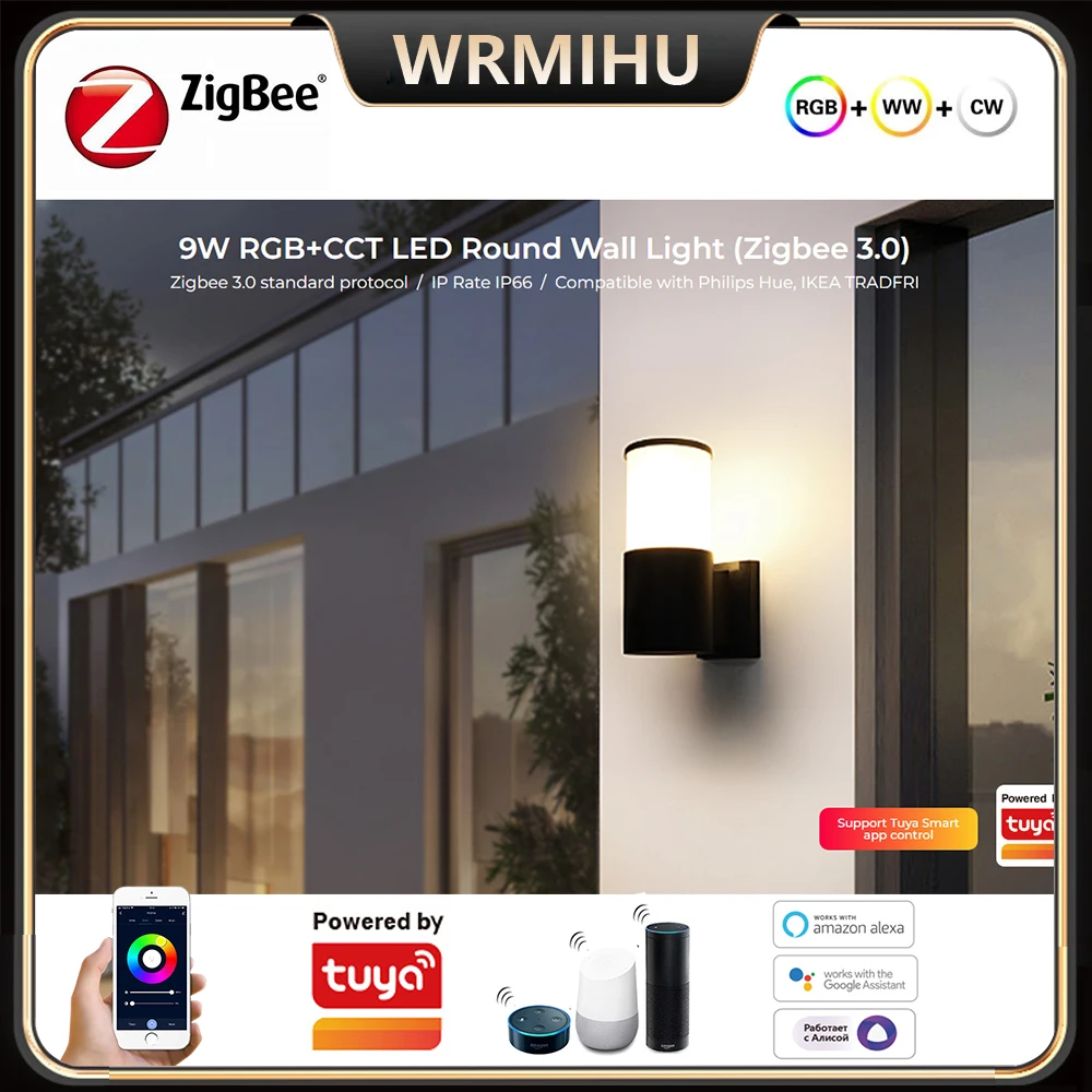 

Miboxer современные регулируемые DC24V Zigbee 3,0 умные наружные водонепроницаемые 9W RGB + CCT TUYA Голосовое управление коридор крыльцо круглая стена светильник