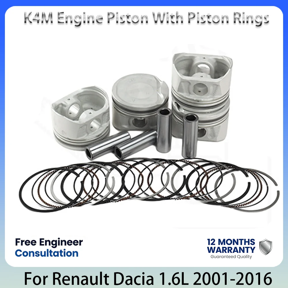 Pistón de Motor con Anillos de Pistón Tamaño STD para Renault Clio Kangoo Megane Laguna Dacia 1.6L K4M 16V Gasolina 2001-2016 7701476929