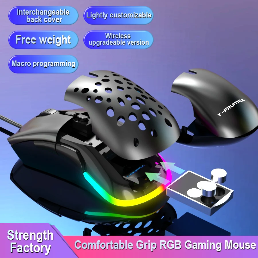 Computer oplaadbare 2.4G draadloze ergonomische RGB-gamingmuis voor pc