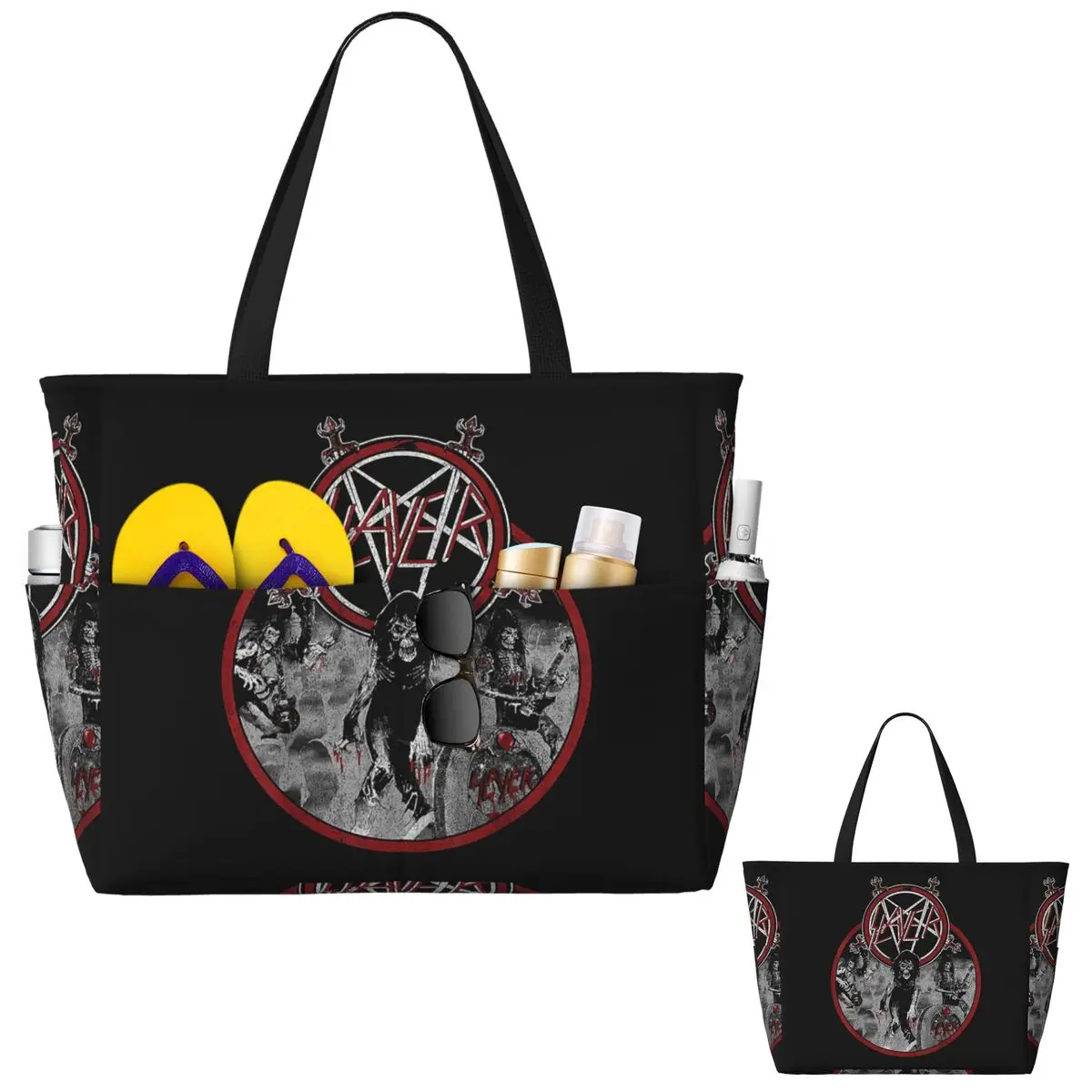 

Heavy Metal Rock Slayer Live Undead Beach Tote Bag Sport Gym Yoga Duffle Large Tote Bag Women Travel Bag Fitness bag