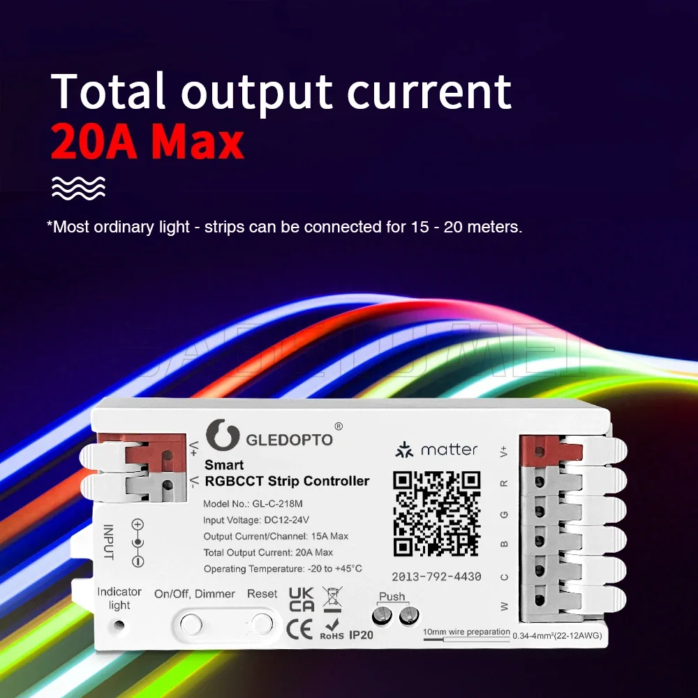 Matter Over WiFi LED قطاع ضوء RGBCCT Led سائق التطبيق الذكي التحكم الصوتي المادة تحكم GL-C-218M Homekit Smartthing home #6