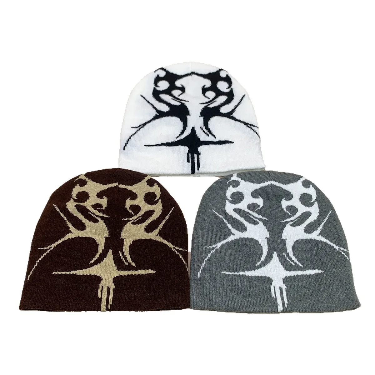 New Men Women European Style Jacquard Flame Knitted Hats Warm Personal Fashion Hip-hop Beanies Street Versatile Outdoor Retro