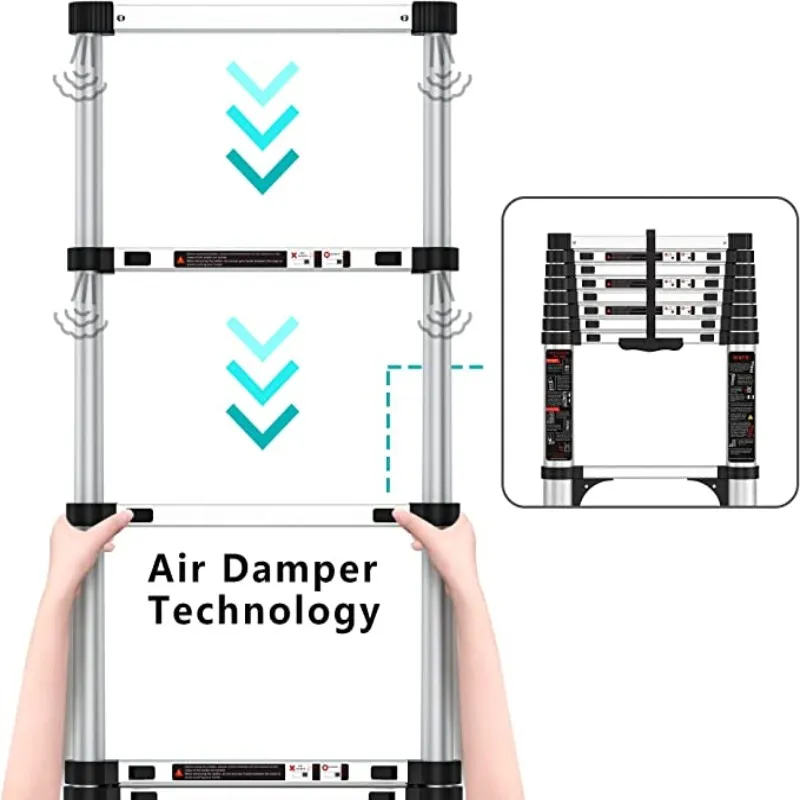 190cm Portable Folding Ladder One button telescopic German RV ladder EN131 certified, maximum load 300 lb