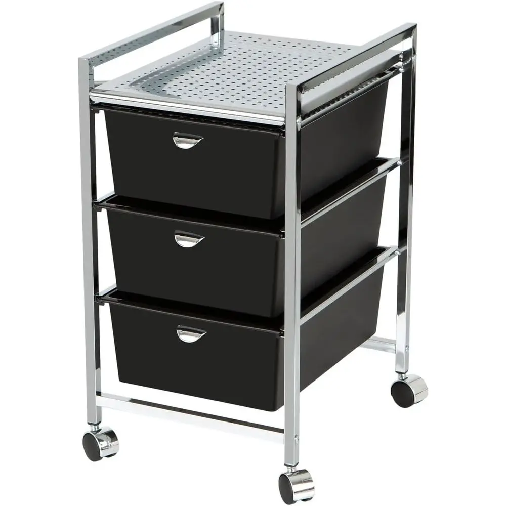 Metal Sn Roller Cart, 3 XL Removable Drawers, Heavy-Duty Utility Pedicure Cart on Wheels, European Style Design, Hot Tool Safe W