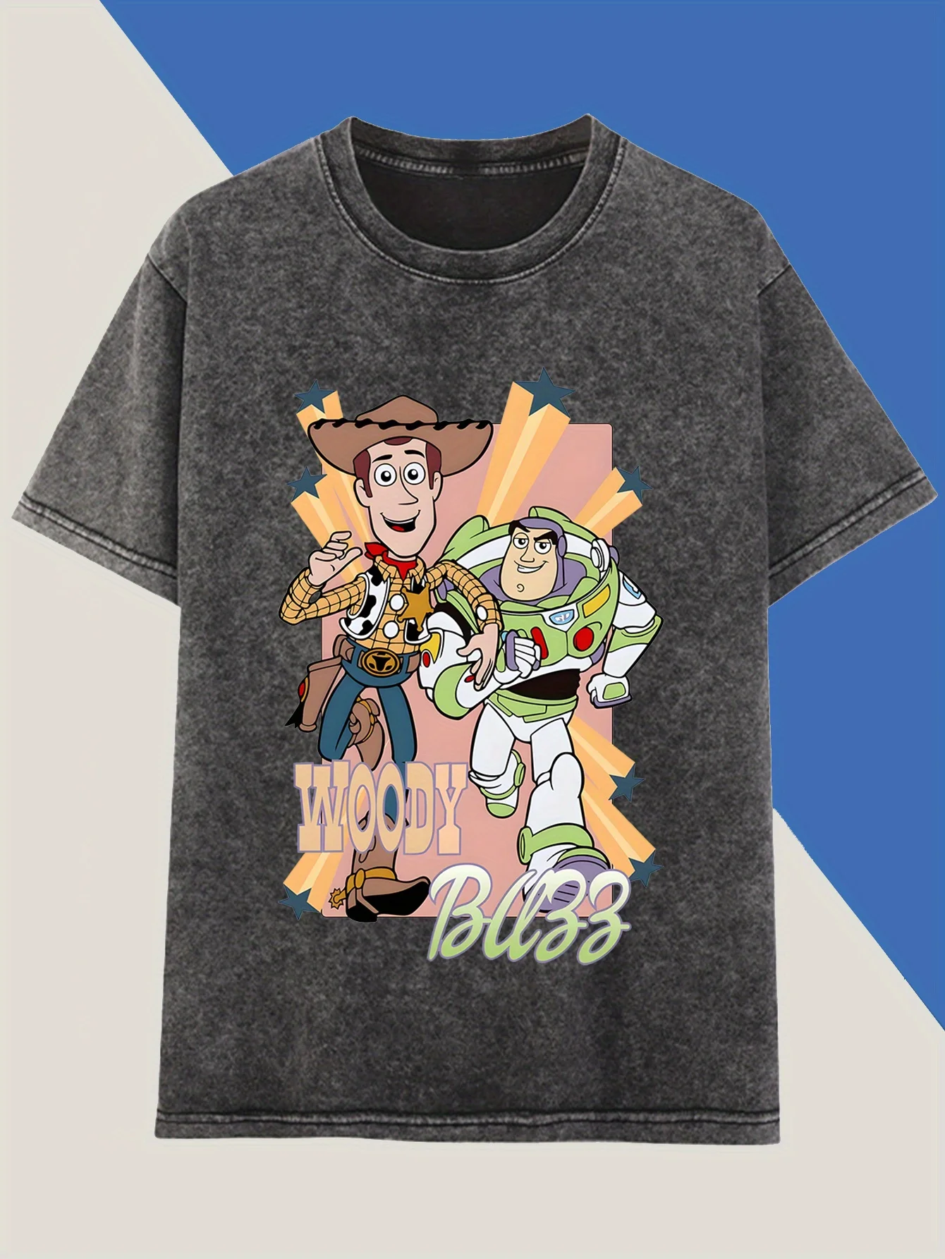 

Футболка унисекс с принтом «Дисней Вуди и Базз Лайтер Динамический Дуо» в стиле ретро, стираная футболка из чистого хлопка с короткими рукавами