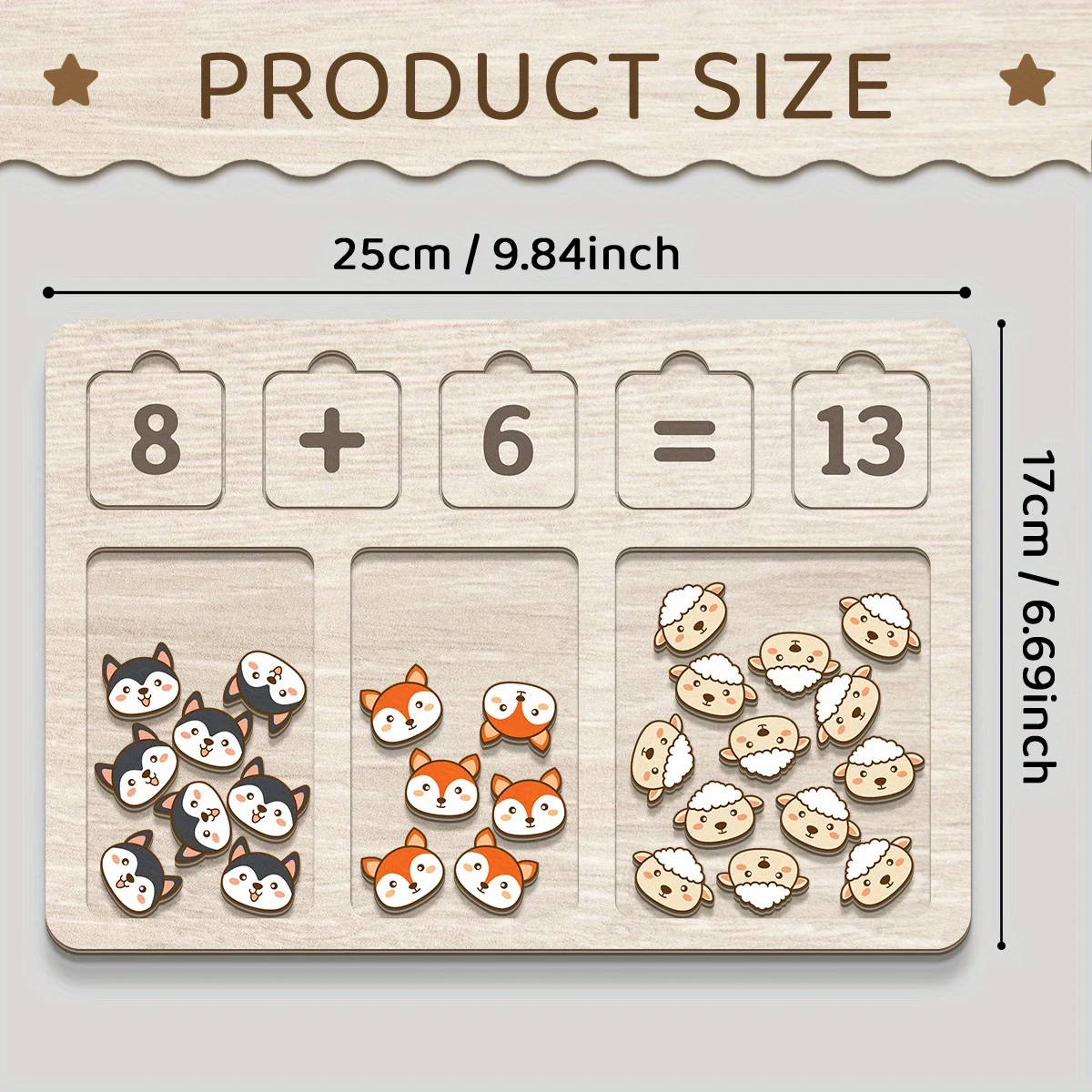 Juego de bandejas de tablero aritmético de matemáticas de madera, bloques numéricos y tablero para contar animales, juguete educativo para edades tempranas de guardería para niños pequeños