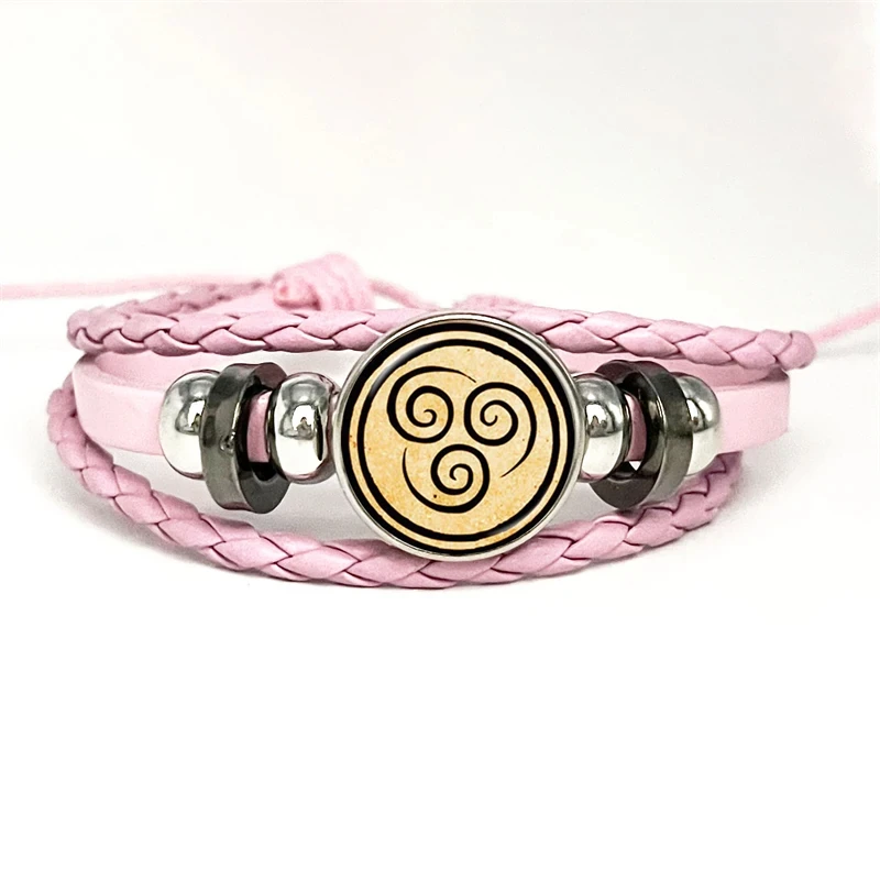 Hot Avatar The Last Airbender Leather Bracelets Glass Dome Snap Button Bracelet & Bangles Air Nomad Fire And Water Tribe Jewelry