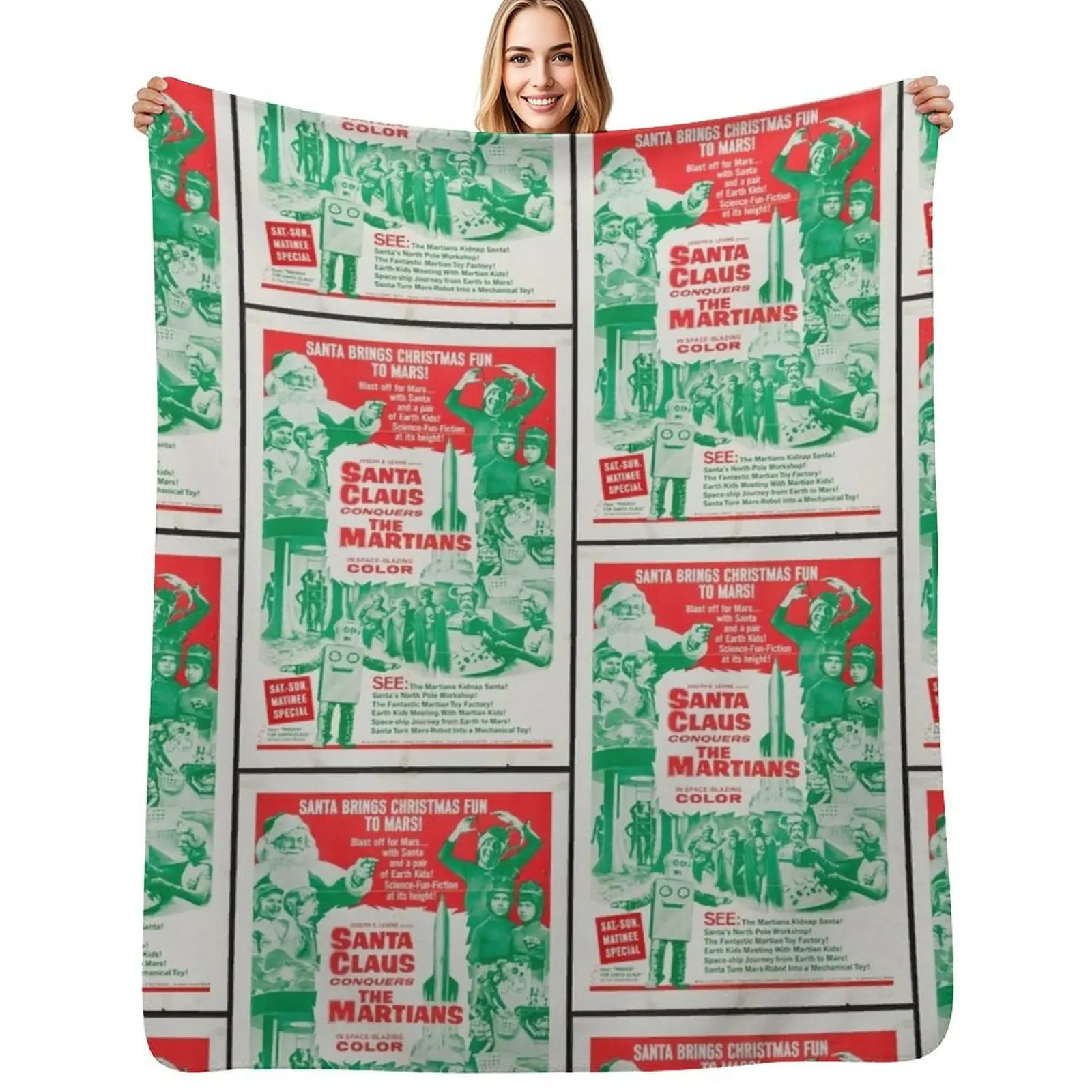 Santa Claus Conquers the Martians Throw Blanket Long Lasting Soft Plush Blanket for Daily Use