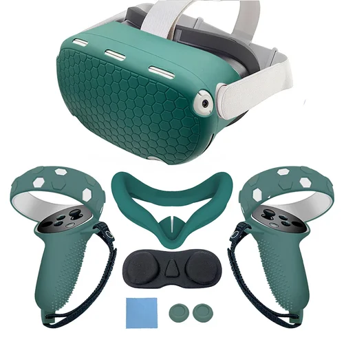 Funda protectora de silicona para Oculus Quest 2, auriculares Quest2 VR, cubierta para la cabeza y la cara, almohadilla para los ojos, mango, accesorios VR