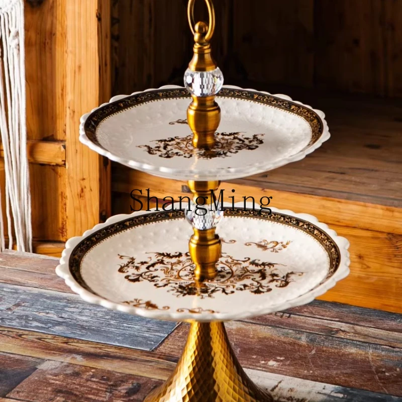 

FG New Year's fruit plate household living room retro high-footed Buddha coffee table Chinese high-end dried fruit basin