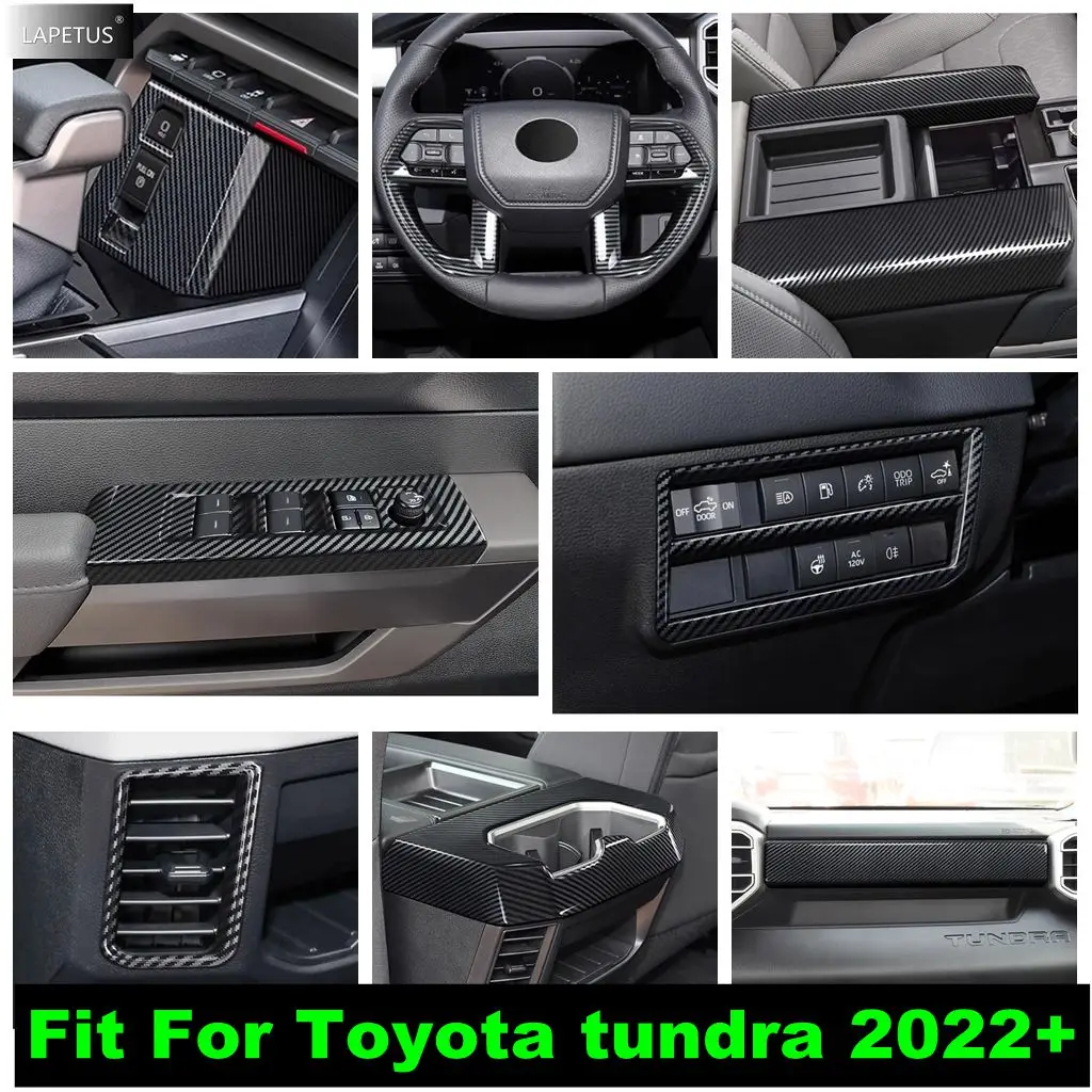 

For Toyota Tundra 2022 - 2025 Head Lights Switch / Window Lift / Steering Wheel / Rear Air Outlet Vent Cover Trim Accessories