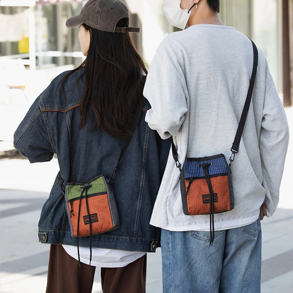 

Multifunctional Crossbody Phone Pouch Korean Style Sports Nylon Shoulder Bag Waterproof Handbag Patchwork Square Bag Unisex