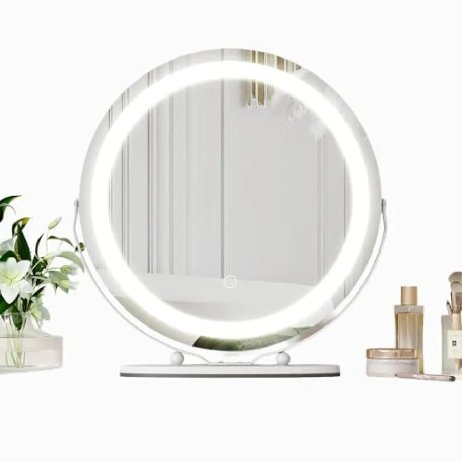 

19 in Vanity Mirror with Led Lights, Large Round Makeup Mirror with Touch Control and 3 Color Lighting Modes, Round Vanity Mirr