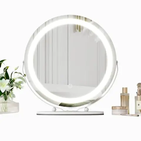 19 in Vanity Mirror with Led Lights, Large Round Makeup Mirror with Touch Control and 3 Color Lighting Modes, Round Vanity Mirr