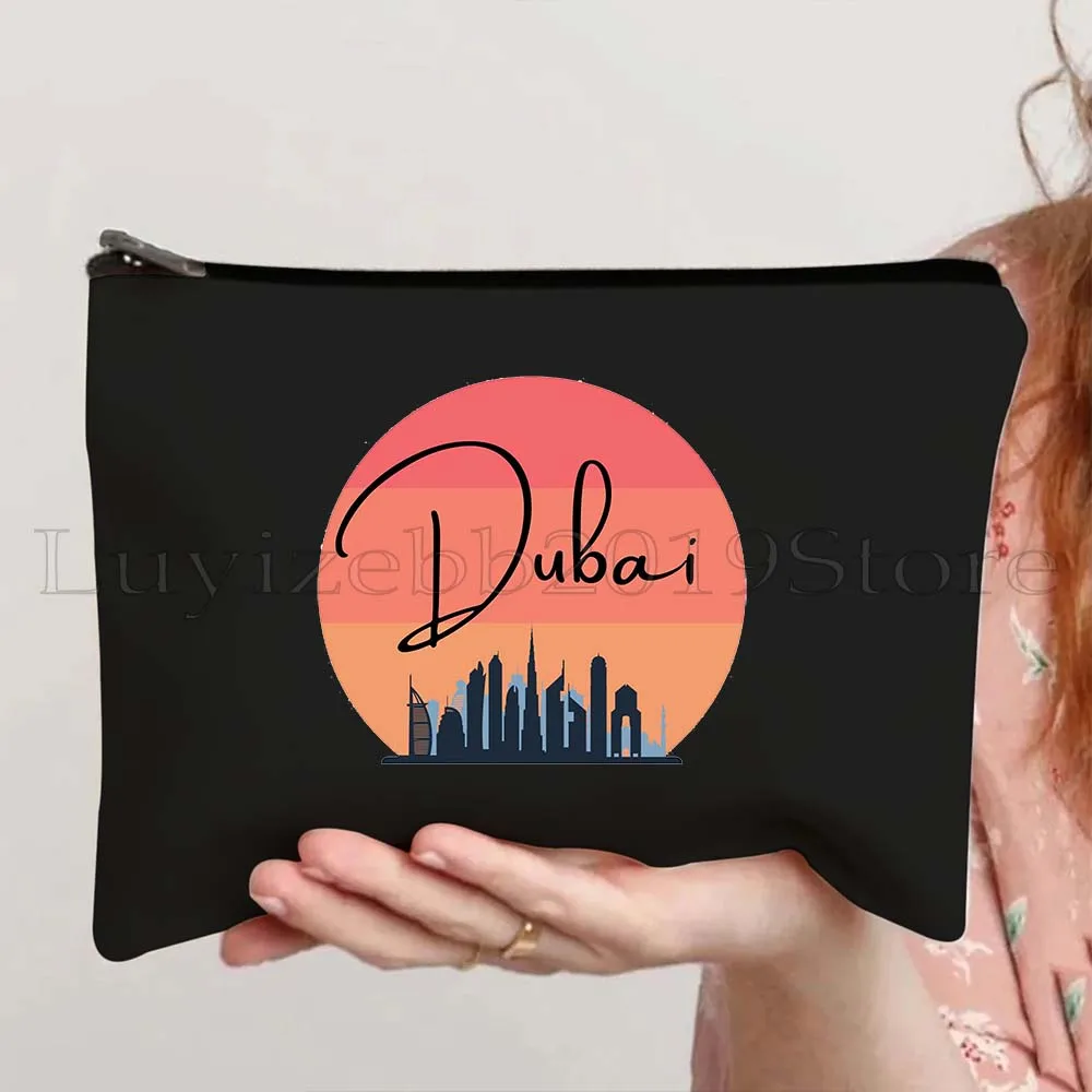 Dubai Vereinigte Arabische Emirate Burj Khalifa Wolkenkratzer Sheikh Mohamed Canvas Kosmetik Make-up Toilettentasche Federmäppchen Reißverschlusstasche