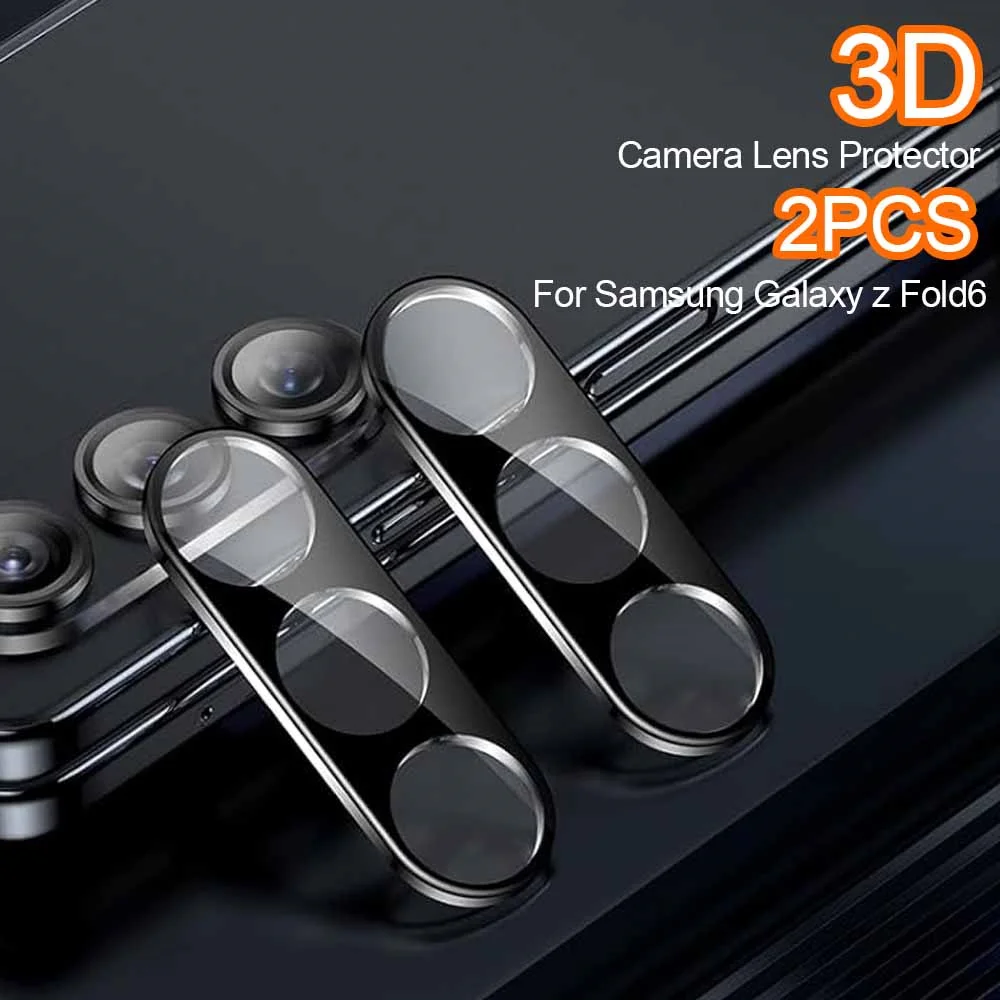 2PCS 3D Curved Black Glass Camera Lens Protector Case For Samsung Galaxy Z Fold6 Fold 5 4 Fold5 ZFold6 5G Lens Tempered Glass