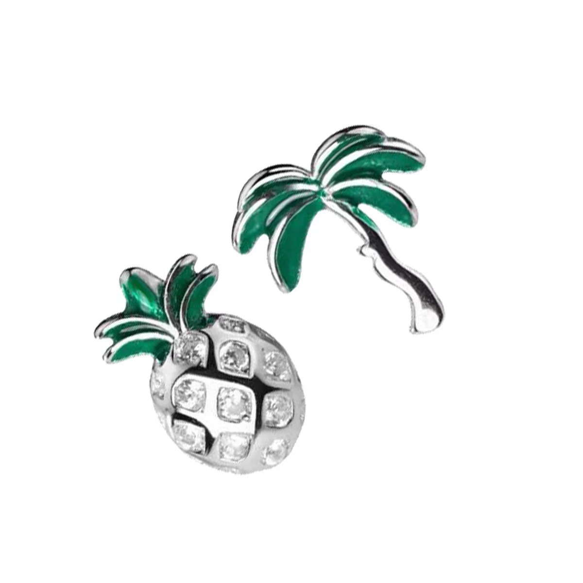 Irregular Pineapple Coconut Tree Eardrop Fashionable Personality Silver Eardrop for Woman (Silver)