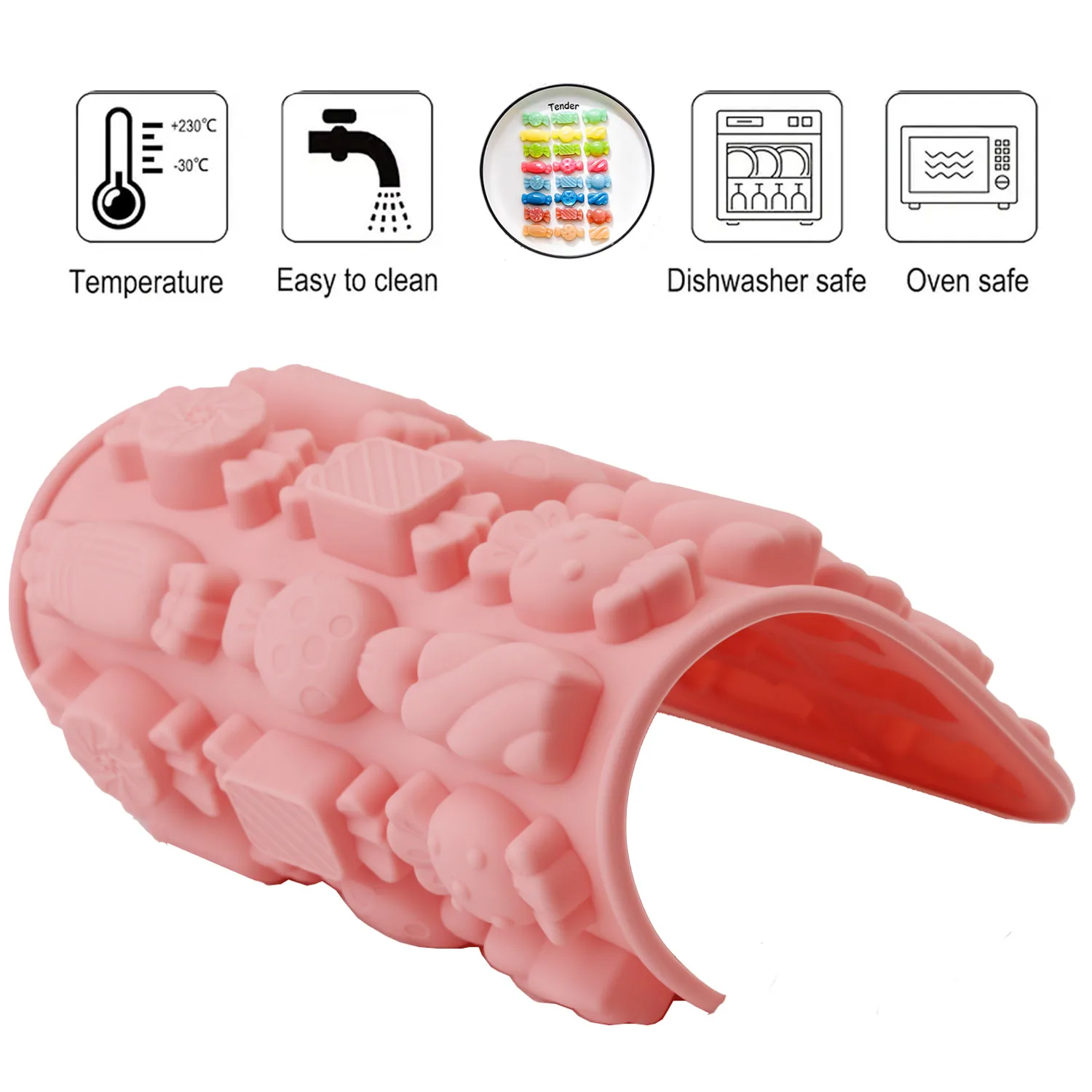 1 Silikonform für Süßigkeiten, Schokoladenform, bonbonförmige Silikonform zur Kuchendekoration, Backwerkzeug, das Süßigkeiten, Schokolade, dekorative Kunst, Pudding, Gelee, Eiswürfel usw. herstellen kann – Detail 2