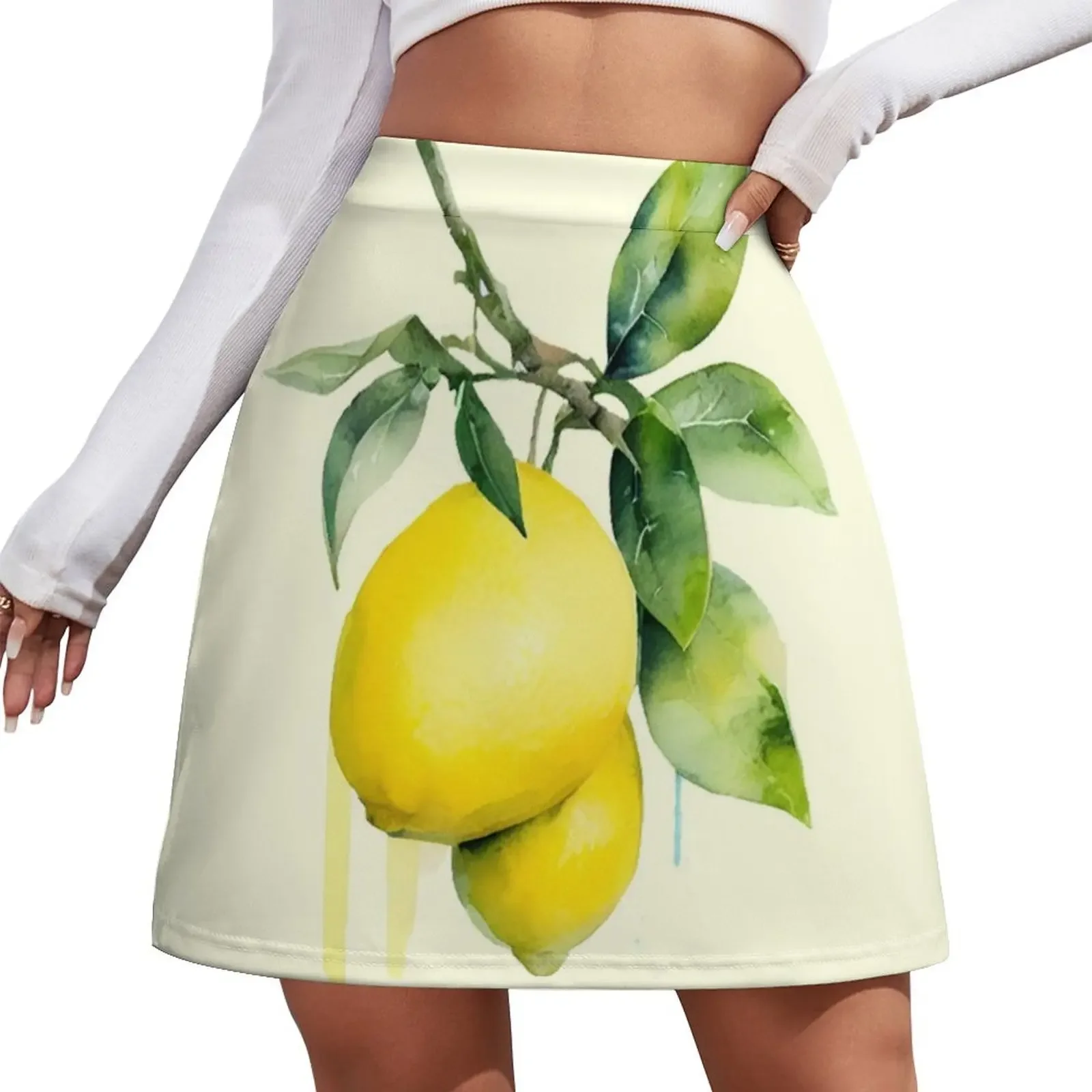 

watercolour lemon graphic Mini Skirt luxury clothes women skirts Mini Skirt