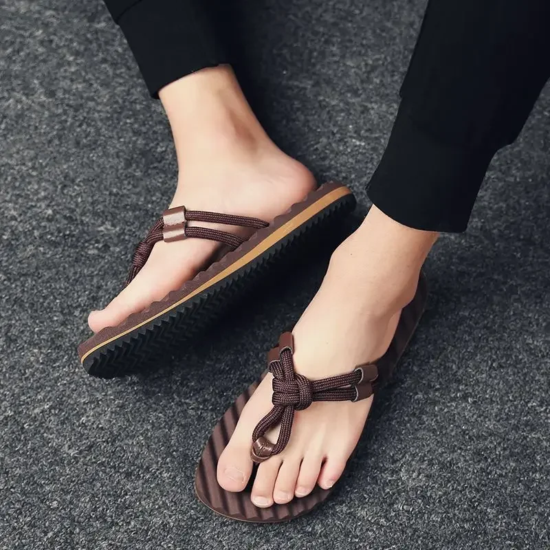 Beach Male Slipper Flip Flops Shiatsu Men's Shoe Roman Mascullino Rubber Designer Luxury Adult Original Eva Comfortable Slides - Detail 1