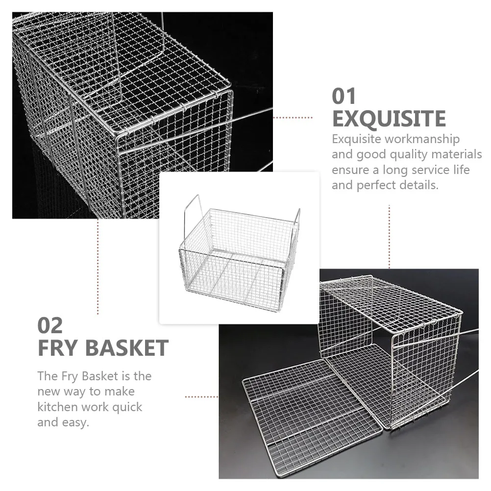 

Fryer Basket Oil Strainer Mesh Kitchen Tool Stainless Steel Food Presentation Deep Pot Chips Frying Cookware