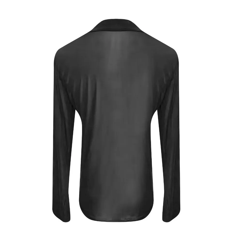 Elegant Sexy Women Top Elastic Tight Ultra-Thin Long-Sleeved Tee High Elastic Slim Fit Transparent Top Daily Outfits