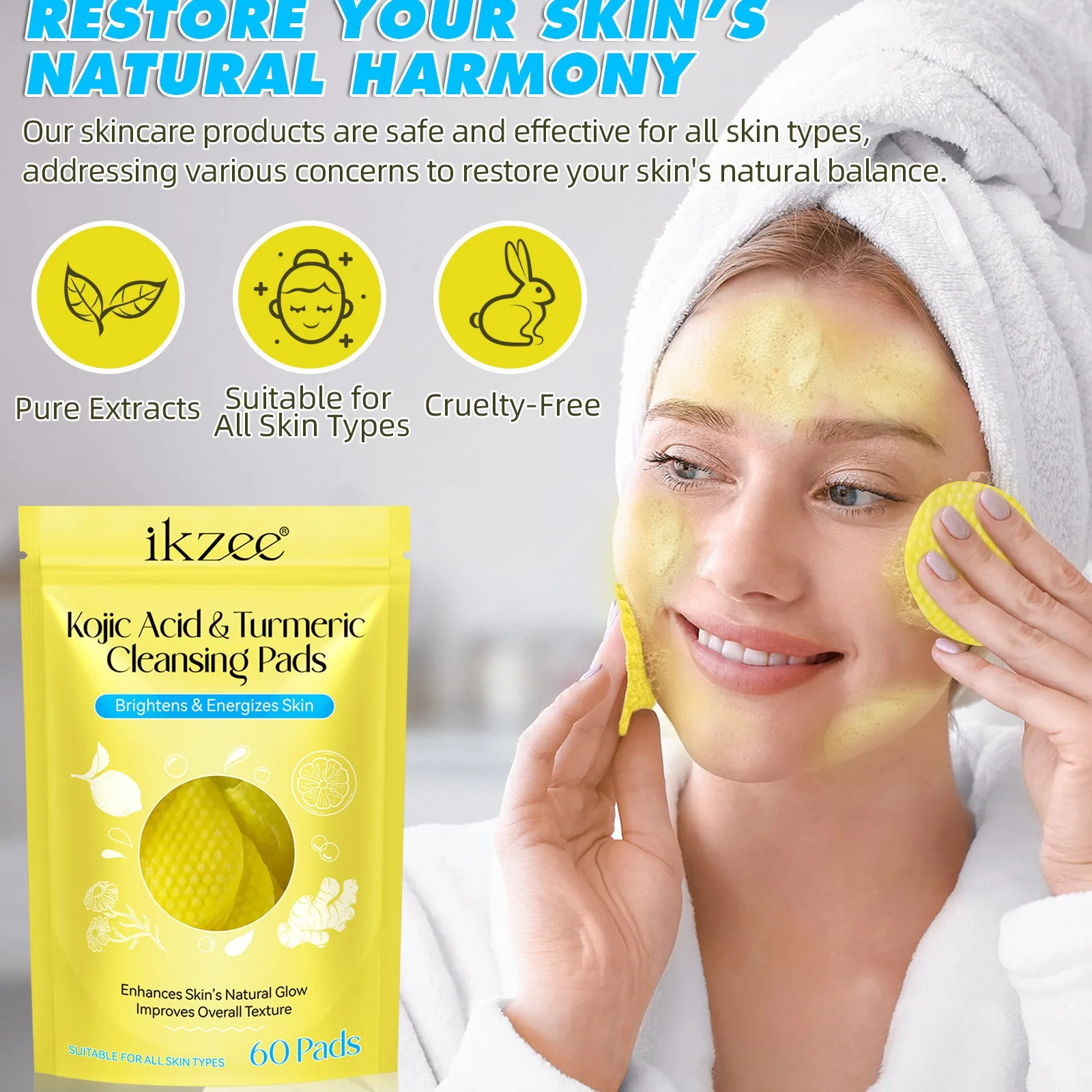 

Turmeric Dark Spot Remover Cleanser Turmeric Pads Infused Foaming Exfoliating Pads Helps Balance Skin Oil And Water