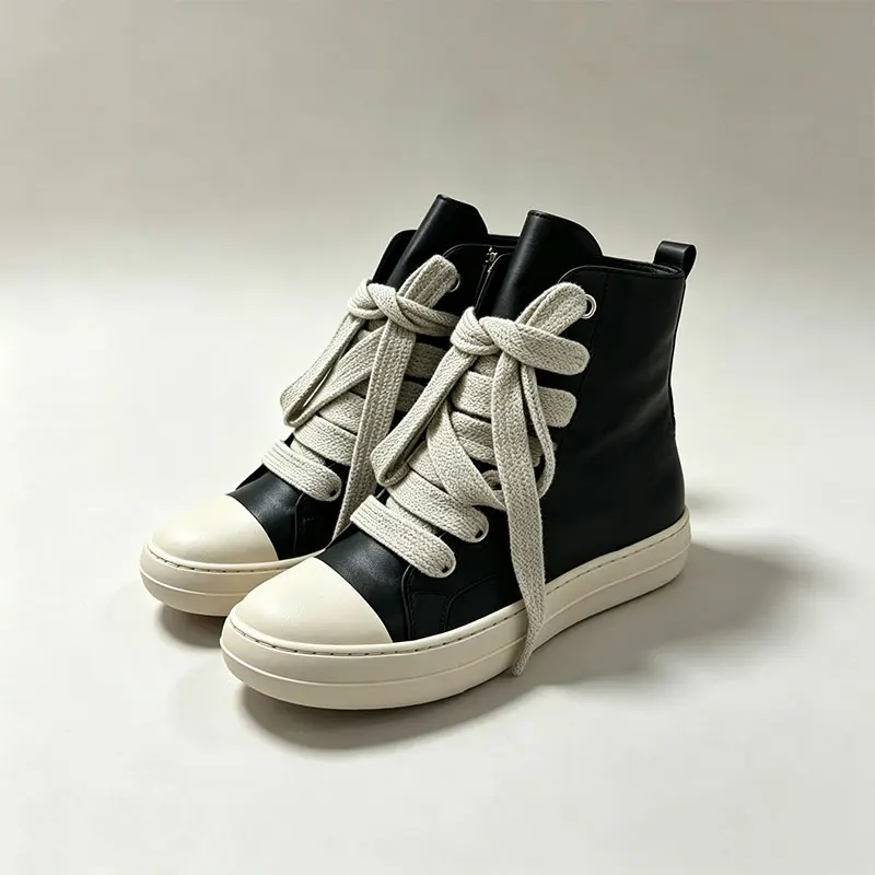 Women's Sports Shoes 2026 Autumn Dark Style Platform Sole Couple Boots Youth Trend Ultra-Weave Leather Men's High Help Sneakers image 2