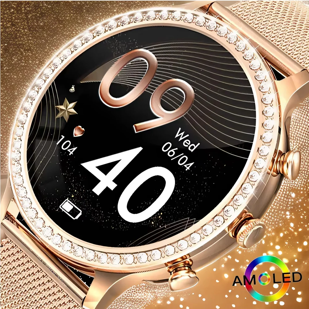 

Fashion Luxury Smart Watch Women Gift Bluetooth Call Blood Pressure DIY Custom Sport Fitness Waterproof Smart watches Pro Women