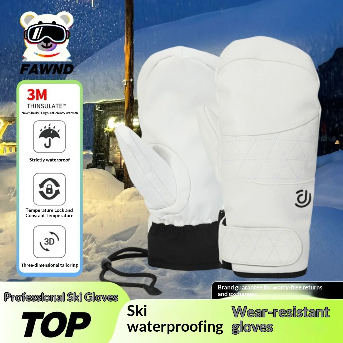 

Зимние перчатки: теплые, совместимые с сенсорным экраном, готовые к лыжах, водонепроницаемые, ветрозащитные, на подкладке с пятью пальцами, морозостойкие, на флисовой подкладке,