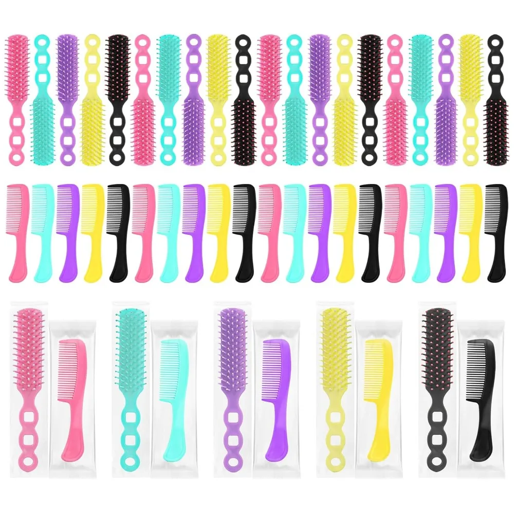 

Hair Brush and Combs Bulk Individually Wrapped for Homeless,Disposable Hair Combs Bulk Hair Brushes Detangling Hairbrush
