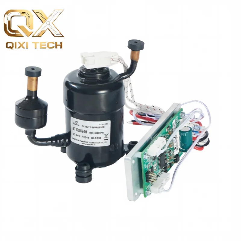 ST19DC ultra-miniature compressor, DC 12V/24V/48V, is a water-cooled air conditioner with a cooling capacity of 400W.