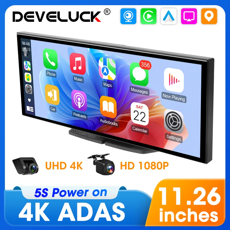

Develuck 4K видеорегистратор CarPlay Android авто экран ADAS видеозапись автомобильная интеллектуальная система камера заднего вида автомобильный монитор