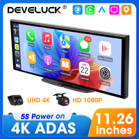Develuck 4K Dash Cam CarPlay Android Auto Screen ADAS Video Recording Automobile Intelligent System Rearview Camera Car Monitor