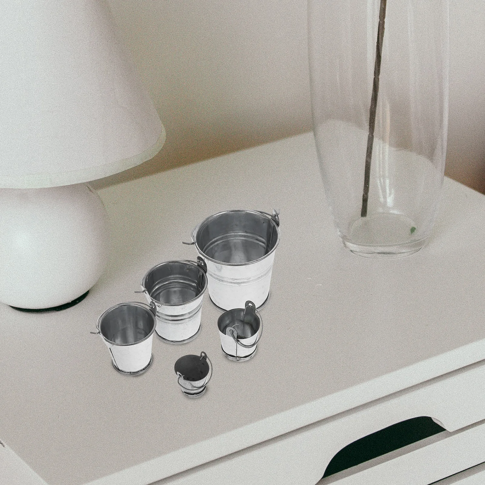 

5pcs Iron Tin Bucket Decor Mini Metal Pails For Garden Microlandscapes Desktop Centerpiece Dollhouse Accessories