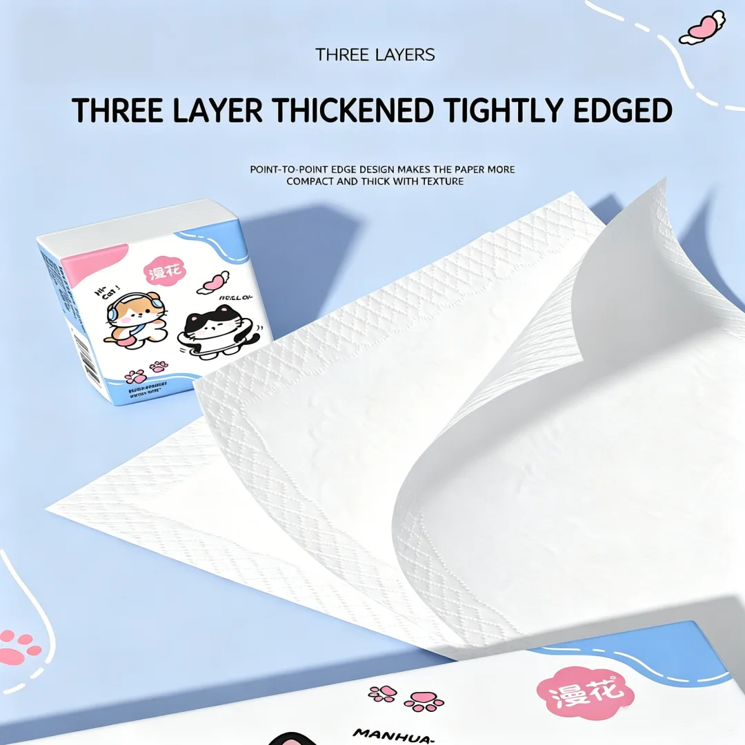 Manhua Pocket Facial Tissues 10Bags/1Pack 3-Ply Thick Soft Tear-resistant Highly Absorbent Lint-free Portable Napkins Travel Use